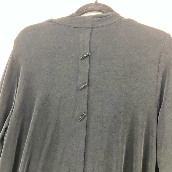Chicos Travelers Sz 2 Large Black Cardigan Button Back Open Front 3/4 Sleeve - Picture 3 of 8